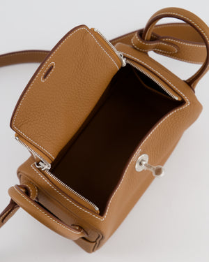 Hermès Mini Lindy Bag in Gold Clemence Leather with Palladium Hardware