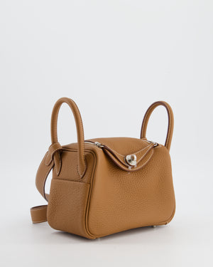 Hermès Mini Lindy Bag in Gold Clemence Leather with Palladium Hardware