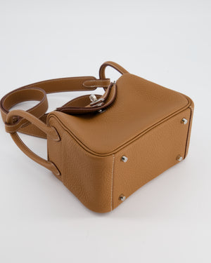 Hermès Mini Lindy Bag in Gold Clemence Leather with Palladium Hardware