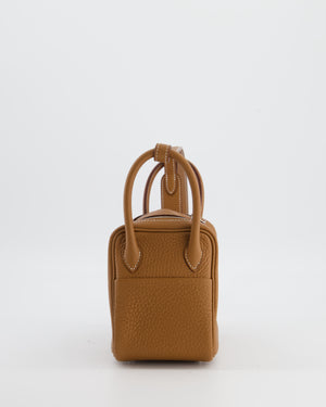 Hermès Mini Lindy Bag in Gold Clemence Leather with Palladium Hardware
