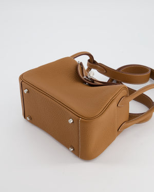 Hermès Mini Lindy Bag in Gold Clemence Leather with Palladium Hardware