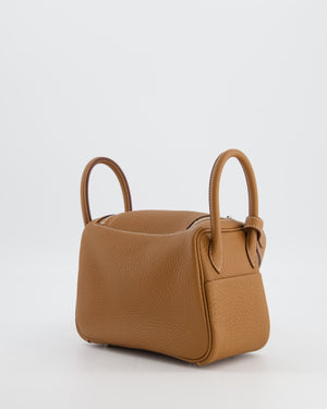 Hermès Mini Lindy Bag in Gold Clemence Leather with Palladium Hardware