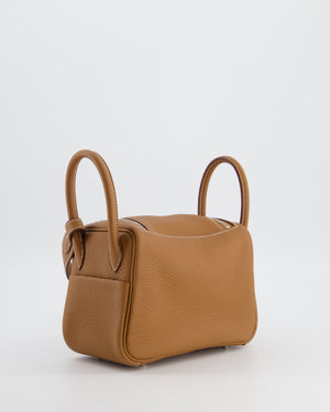 Hermès Mini Lindy Bag in Gold Clemence Leather with Palladium Hardware