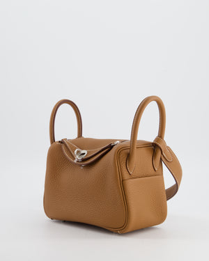 Hermès Mini Lindy Bag in Gold Clemence Leather with Palladium Hardware