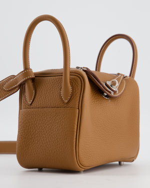 Hermès Mini Lindy Bag in Gold Clemence Leather with Palladium Hardware