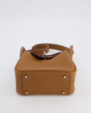Hermès Mini Lindy Bag in Gold Clemence Leather with Palladium Hardware