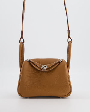 Hermès Mini Lindy Bag in Gold Clemence Leather with Palladium Hardware