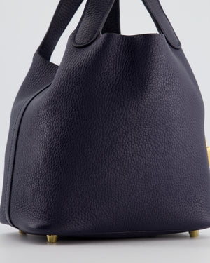 Hermes Picotin Lock 18 Bag in Bleu Nuit Clemence Leather with Gold Hardware