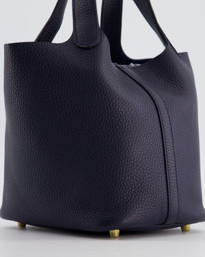 Hermes Picotin Lock 18 Bag in Bleu Nuit Clemence Leather with Gold Hardware