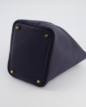 Hermes Picotin Lock 18 Bag in Bleu Nuit Clemence Leather with Gold Hardware