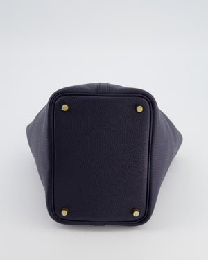Hermes Picotin Lock 18 Bag in Bleu Nuit Clemence Leather with Gold Hardware