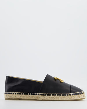 Chanel Black Leather Espadrilles with Gold CC Textured Logo Size EU 40 RRP £730