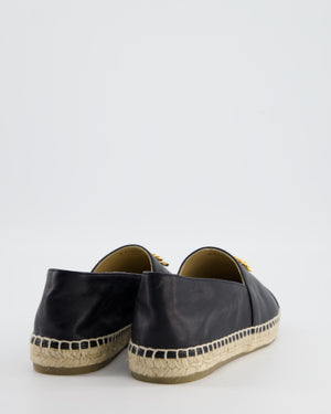 Chanel Black Leather Espadrilles with Gold CC Textured Logo Size EU 40 RRP £730