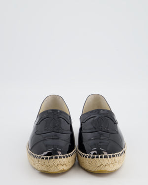 Chanel Black Patent Espadrilles with CC Logo Size EU 41 RRP £730