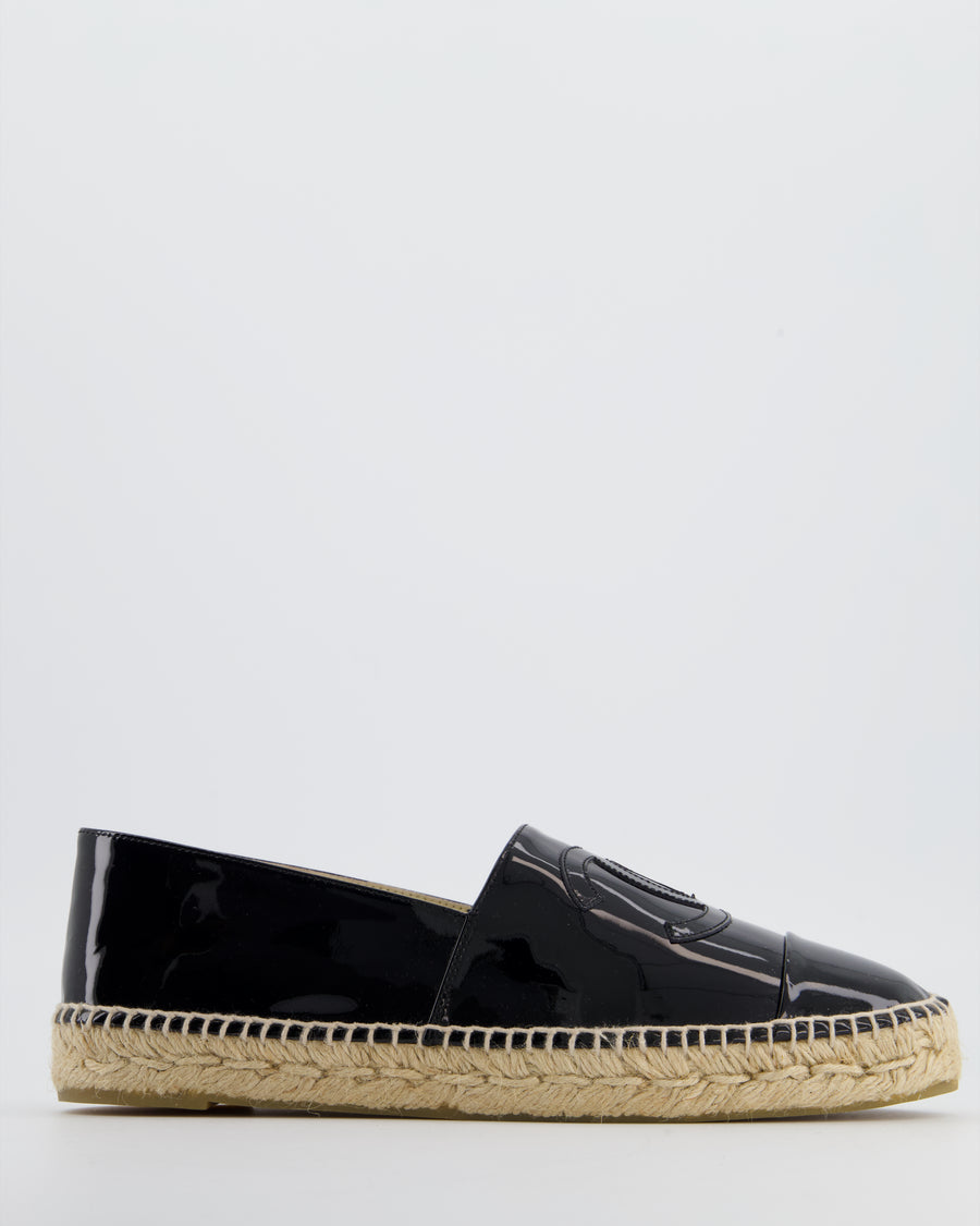 Chanel Black Patent Espadrilles with CC Logo Size EU 41 RRP £730