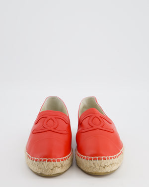Chanel Coral Red Leather Espadrilles with CC Logo Size EU 41 RRP £730