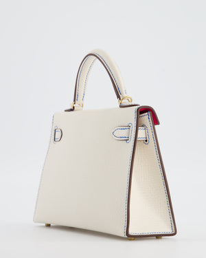 *RARE* Hermès HSS Mini Kelly II 20 Bag in Nata Blue France Stitching with Framboise Interior Chevre Leather and Permabrass Hardware