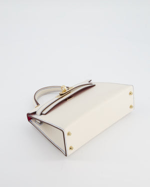 *RARE* Hermès HSS Mini Kelly II 20 Bag in Nata Blue France Stitching with Framboise Interior Chevre Leather and Permabrass Hardware