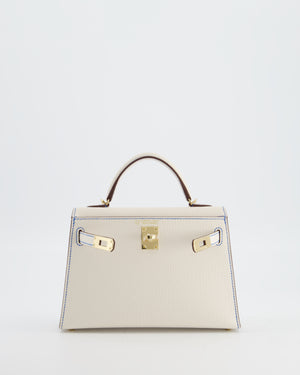*RARE* Hermès HSS Mini Kelly II 20 Bag in Nata Blue France Stitching with Framboise Interior Chevre Leather and Permabrass Hardware