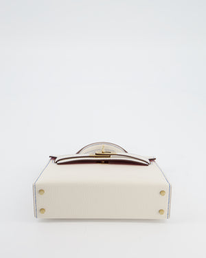 *RARE* Hermès HSS Mini Kelly II 20 Bag in Nata Blue France Stitching with Framboise Interior Chevre Leather and Permabrass Hardware