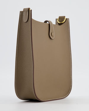 *SUPER RARE* Hermès Mini Evelyne Sellier Bag in Etoupe Epsom Leather with Gold Hardware