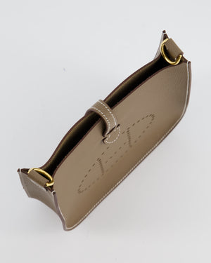 *SUPER RARE* Hermès Mini Evelyne Sellier Bag in Etoupe Epsom Leather with Gold Hardware