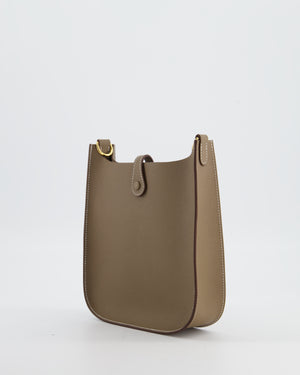 *SUPER RARE* Hermès Mini Evelyne Sellier Bag in Etoupe Epsom Leather with Gold Hardware