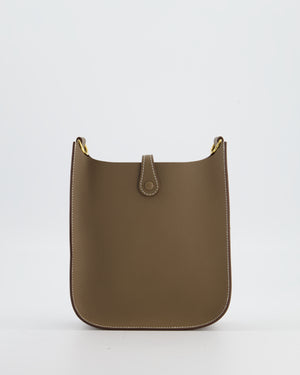 *SUPER RARE* Hermès Mini Evelyne Sellier Bag in Etoupe Epsom Leather with Gold Hardware