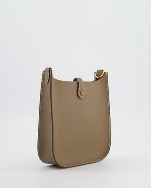 *SUPER RARE* Hermès Mini Evelyne Sellier Bag in Etoupe Epsom Leather with Gold Hardware