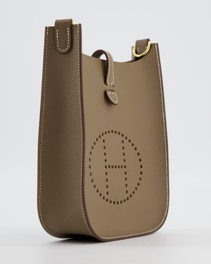 *SUPER RARE* Hermès Mini Evelyne Sellier Bag in Etoupe Epsom Leather with Gold Hardware