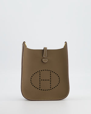 *SUPER RARE* Hermès Mini Evelyne Sellier Bag in Etoupe Epsom Leather with Gold Hardware