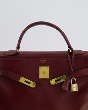Hermès Vintage Kelly 32 in Rouge H Box Calf Leather with Gold Hardware