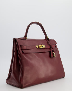 Hermès Vintage Kelly 32 in Rouge H Box Calf Leather with Gold Hardware