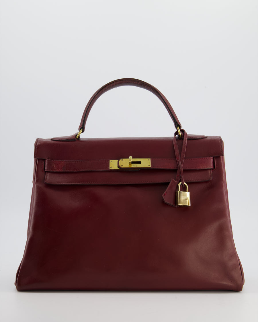 Hermès Vintage Kelly 32 in Rouge H Box Calf Leather with Gold Hardware