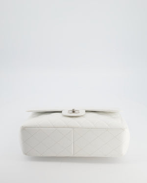 *SUPER FIRE PRICE* Chanel White Jumbo Classic Single Flap Bag in Caviar Leather with Silver Hardware