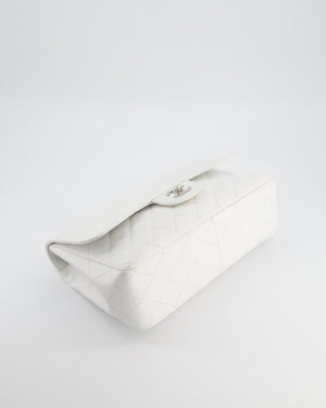 *SUPER FIRE PRICE* Chanel White Jumbo Classic Single Flap Bag in Caviar Leather with Silver Hardware