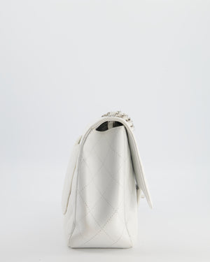 *SUPER FIRE PRICE* Chanel White Jumbo Classic Single Flap Bag in Caviar Leather with Silver Hardware