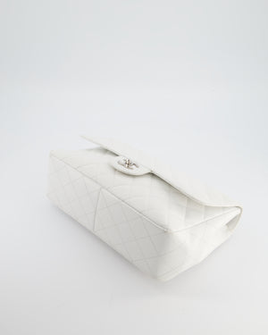 *SUPER FIRE PRICE* Chanel White Jumbo Classic Single Flap Bag in Caviar Leather with Silver Hardware