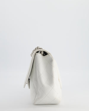 *SUPER FIRE PRICE* Chanel White Jumbo Classic Single Flap Bag in Caviar Leather with Silver Hardware