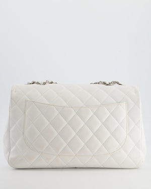 *SUPER FIRE PRICE* Chanel White Jumbo Classic Single Flap Bag in Caviar Leather with Silver Hardware