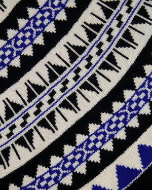 Polo Ralph Lauren White, Blue, and Black Wool and Cashmere Intarsia Knit Midi Skirt Size L (UK 12) RRP 495£