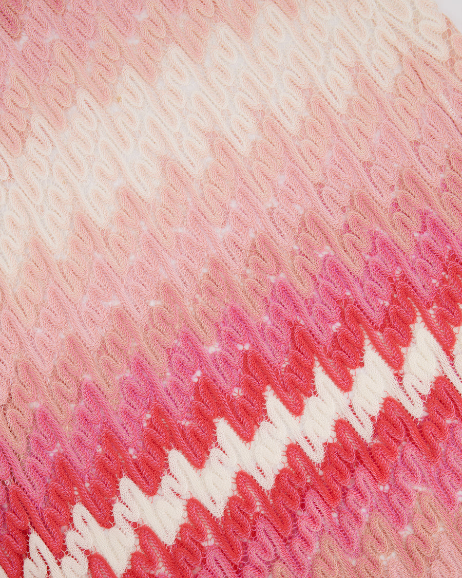 Missoni Mare White and Pink Knit Zig Zag Maxi Dress Size IT 38 (UK 6)