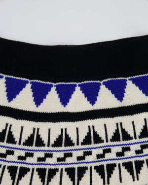 Polo Ralph Lauren White, Blue, and Black Wool and Cashmere Intarsia Knit Midi Skirt Size L (UK 12) RRP 495£