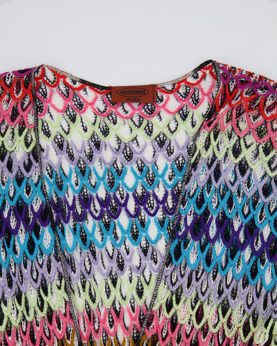 Missoni Mare Multicolour Scalloped Crochet Maxi Beach Cover Up Dress with Side Slits Size IT 44 (UK 12)