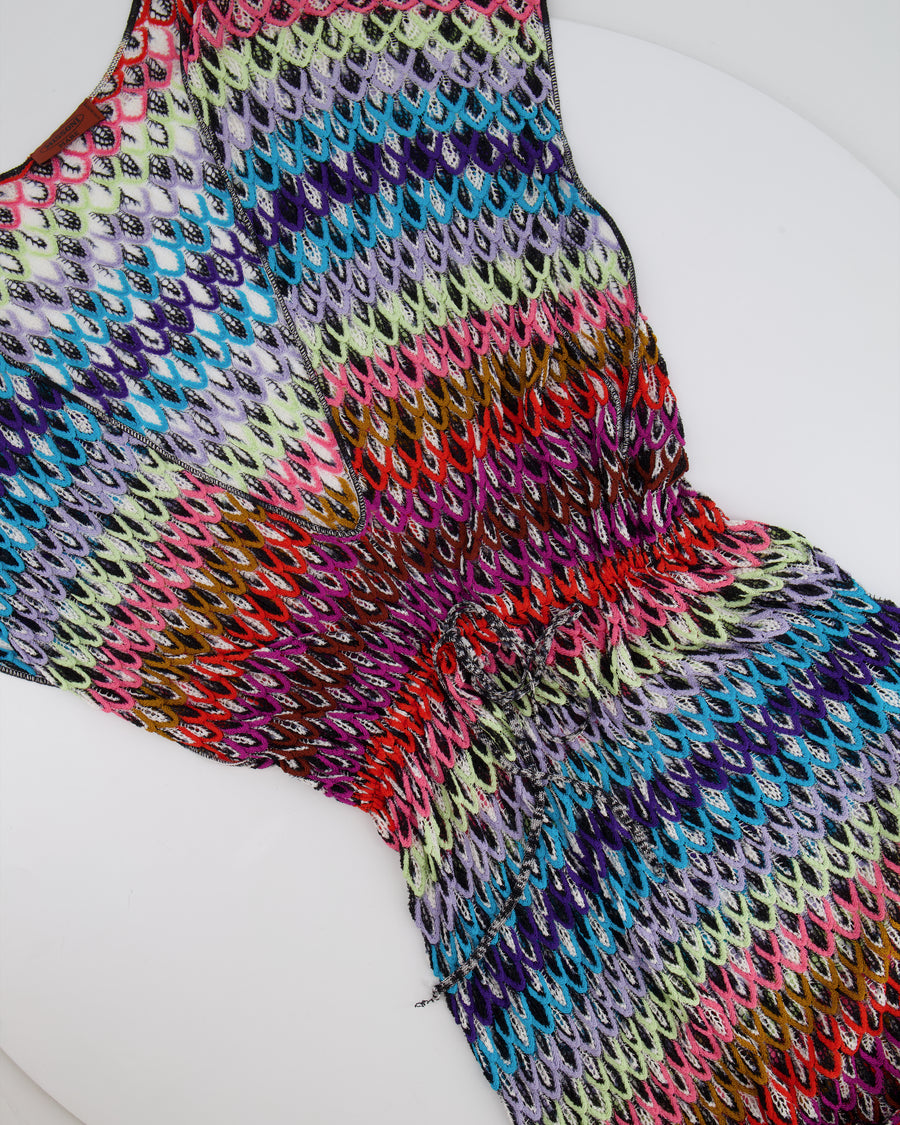 Missoni Mare Multicolour Scalloped Crochet Maxi Beach Cover Up Dress with Side Slits Size IT 44 (UK 12)