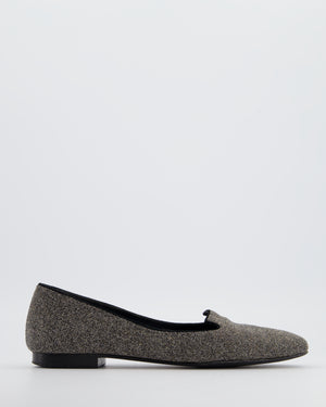 Hermès Black and Silver Glitter Loafers Size EU 38 RRP 890£