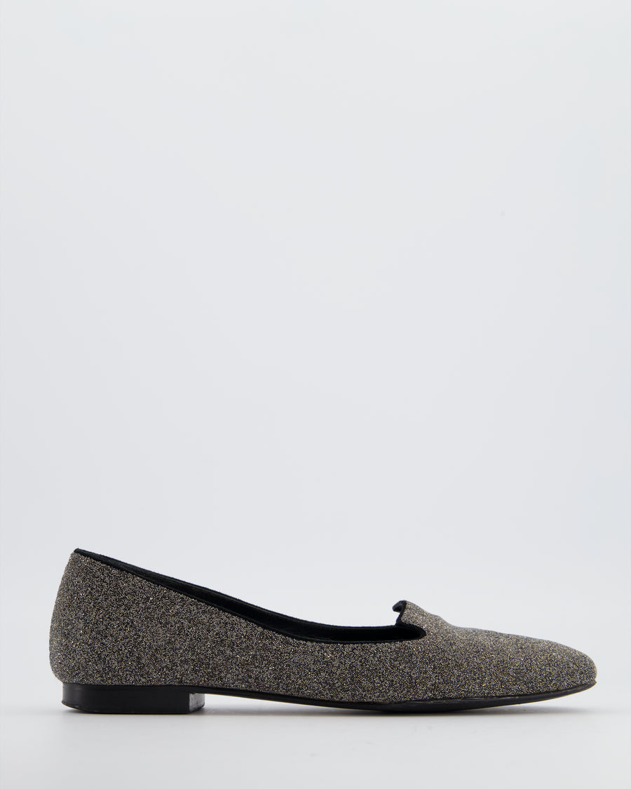 Hermès Black and Silver Glitter Loafers Size EU 38 RRP 890£
