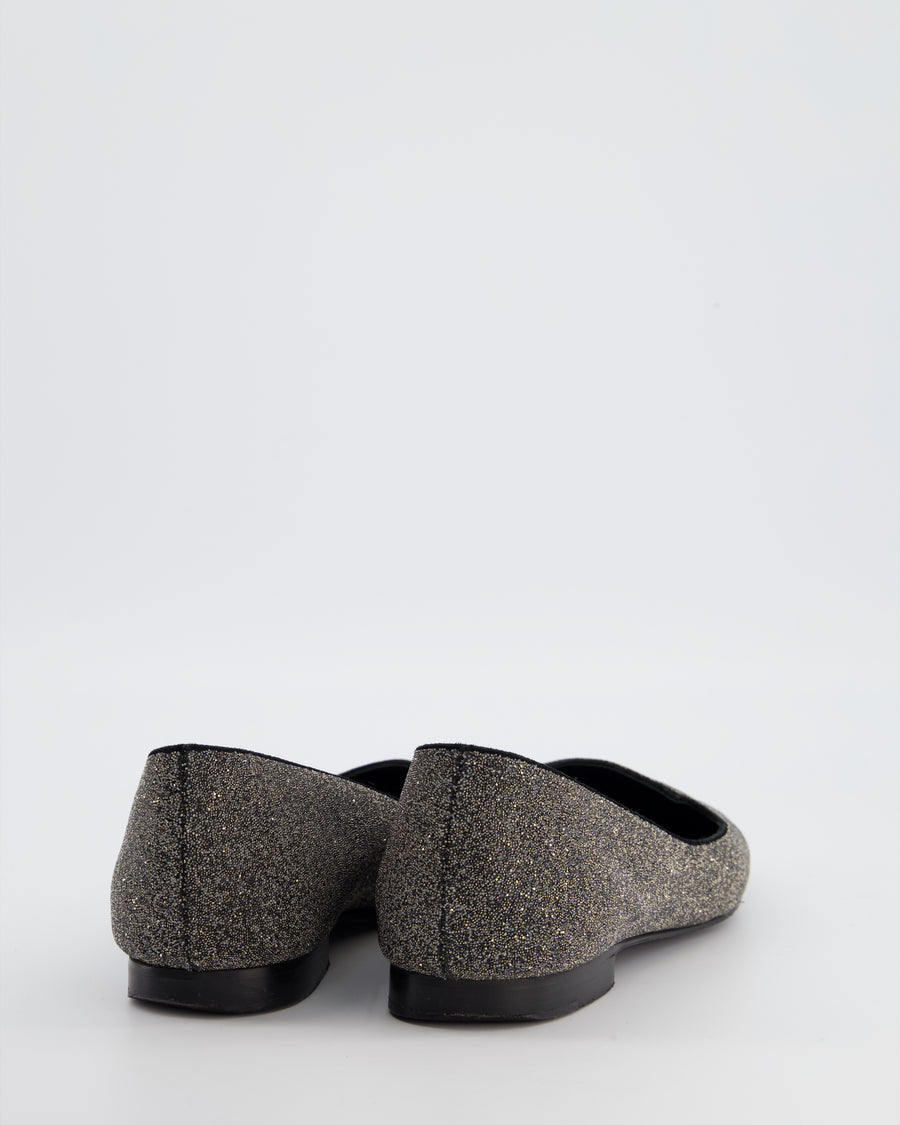 Hermès Black and Silver Glitter Loafers Size EU 38 RRP 890£