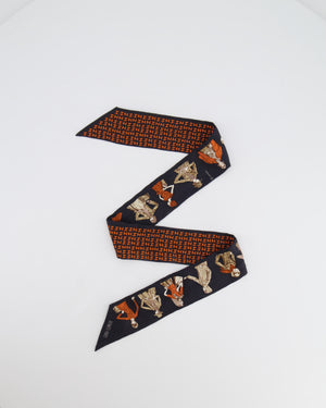 Hermès Silk H Orange and Black Printemps Ete 69 Automne Hiver 70 Twilly Scarf