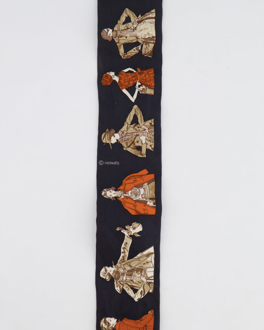 Hermès Silk H Orange and Black Printemps Ete 69 Automne Hiver 70 Twilly Scarf